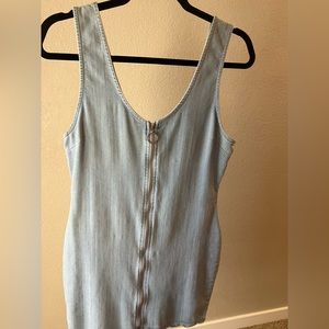 Women’s Casual Sleeveless Mini Faux Denim Dress Size M with Zipper